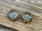 *12* 14mm Turquoise Washed Amber Picasso Lotus Flower Coin Beads